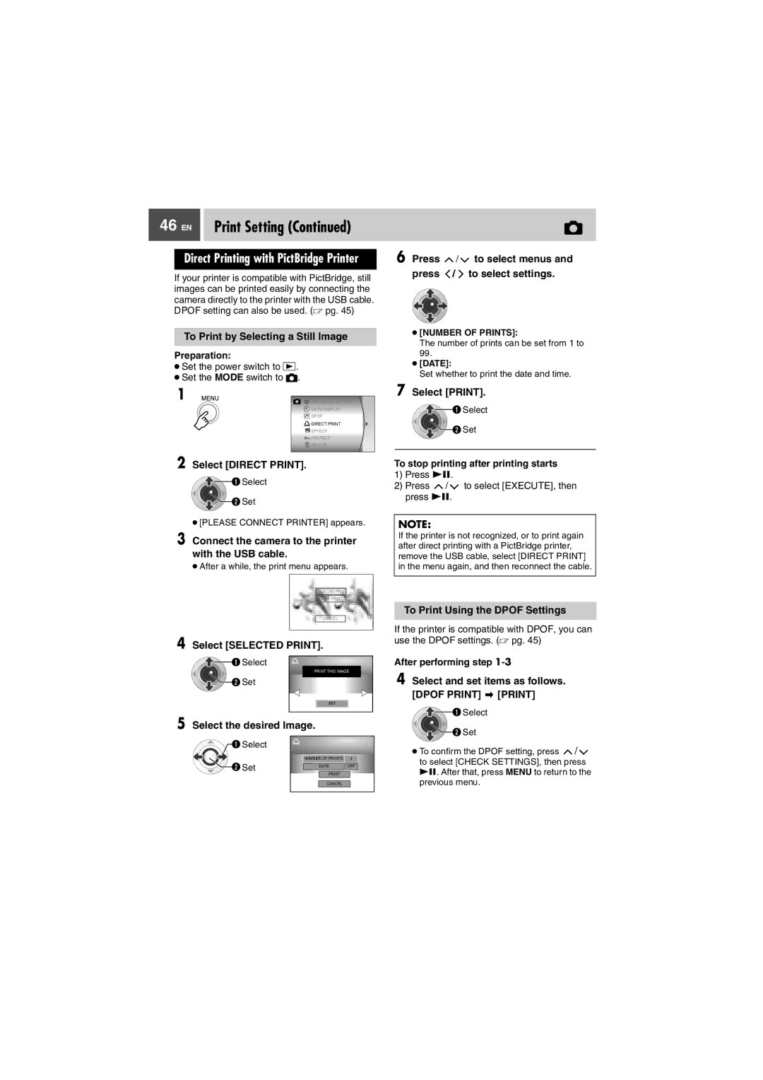 JVC GZ-MG37U, GZ-MG27U manual EN Print Setting 