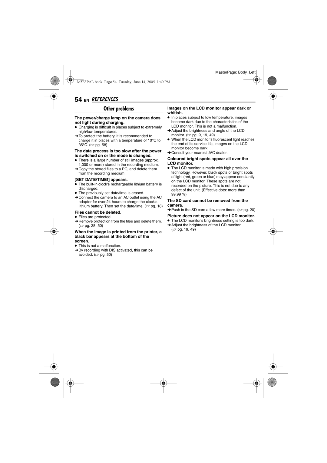 JVC GZ-MG40E/EK manual Other problems 