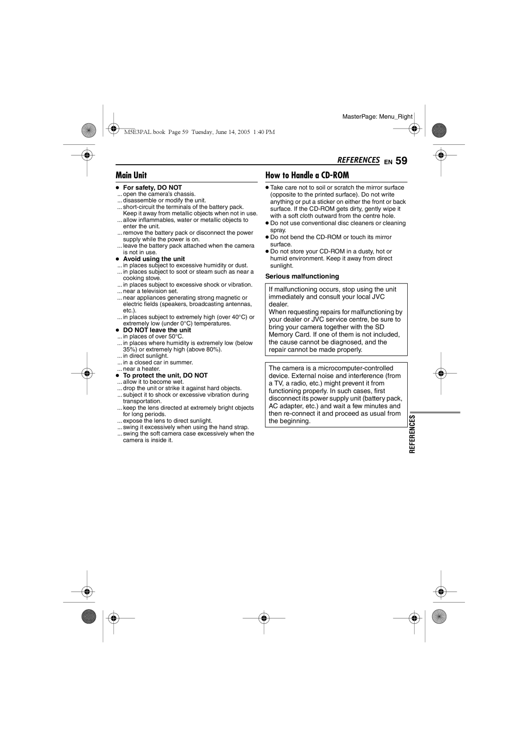 JVC GZ-MG40E/EK manual Main Unit How to Handle a CD-ROM 