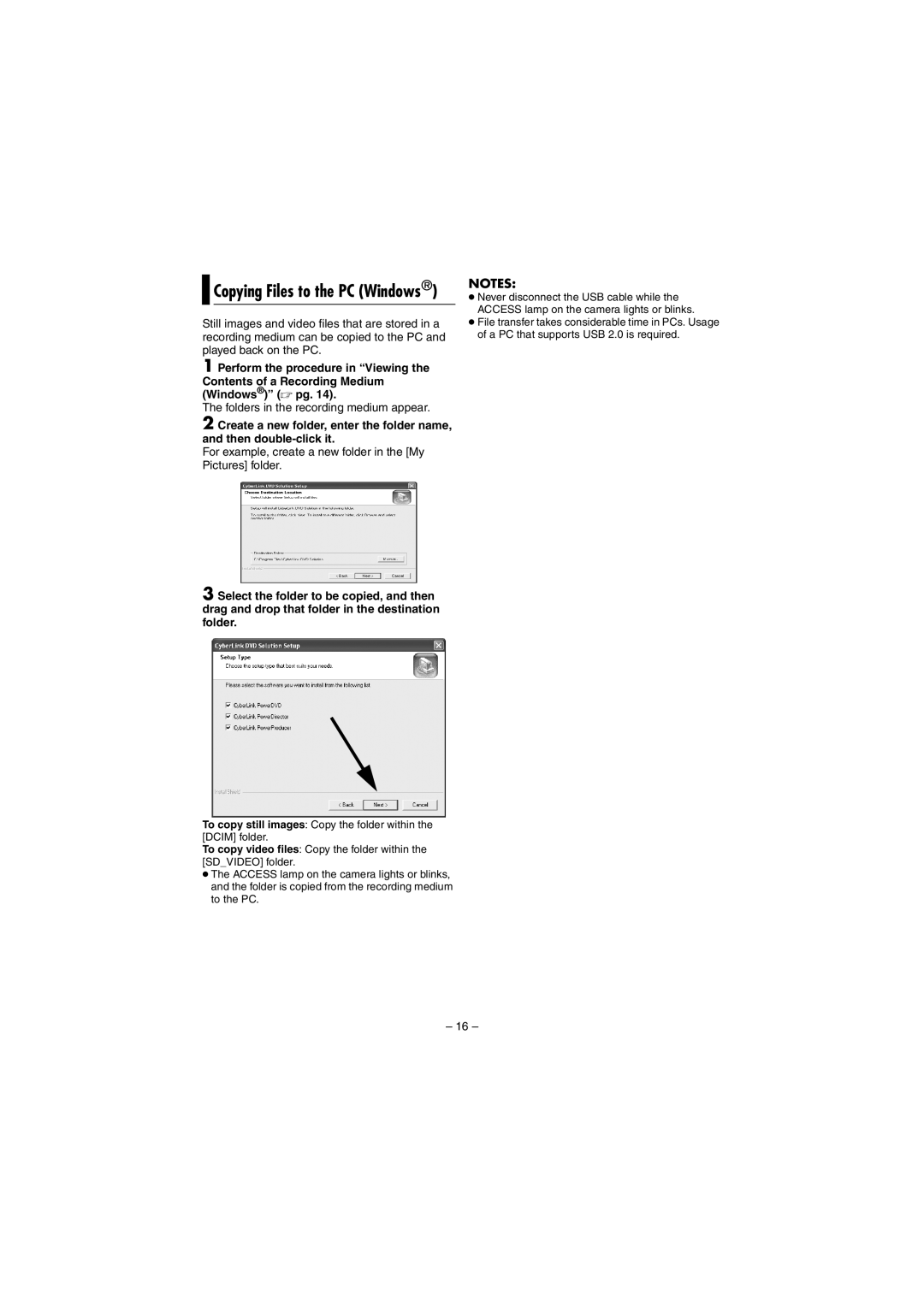 JVC GZ-MG40EK, GZ-MG20EK, GZ-MG30EK, GZ-MG50EK Copying Files to the PC Windows, Folders in the recording medium appear 