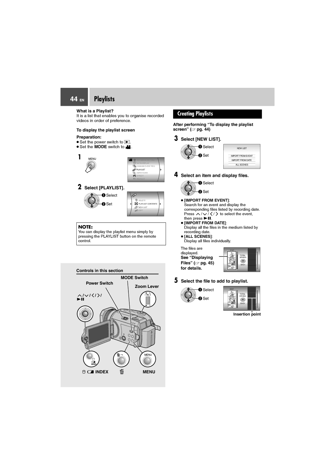 JVC GZ-MG505AH, GZ-MG505AG, GZ-MG505AA, GZ-MG505AS manual EN Playlists, Creating Playlists 