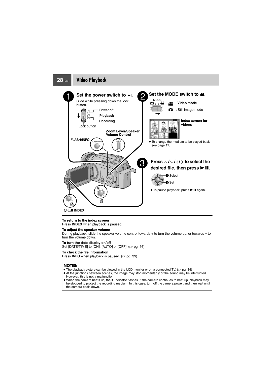 JVC GZ-MG505EK manual EN Video Playback, Index 