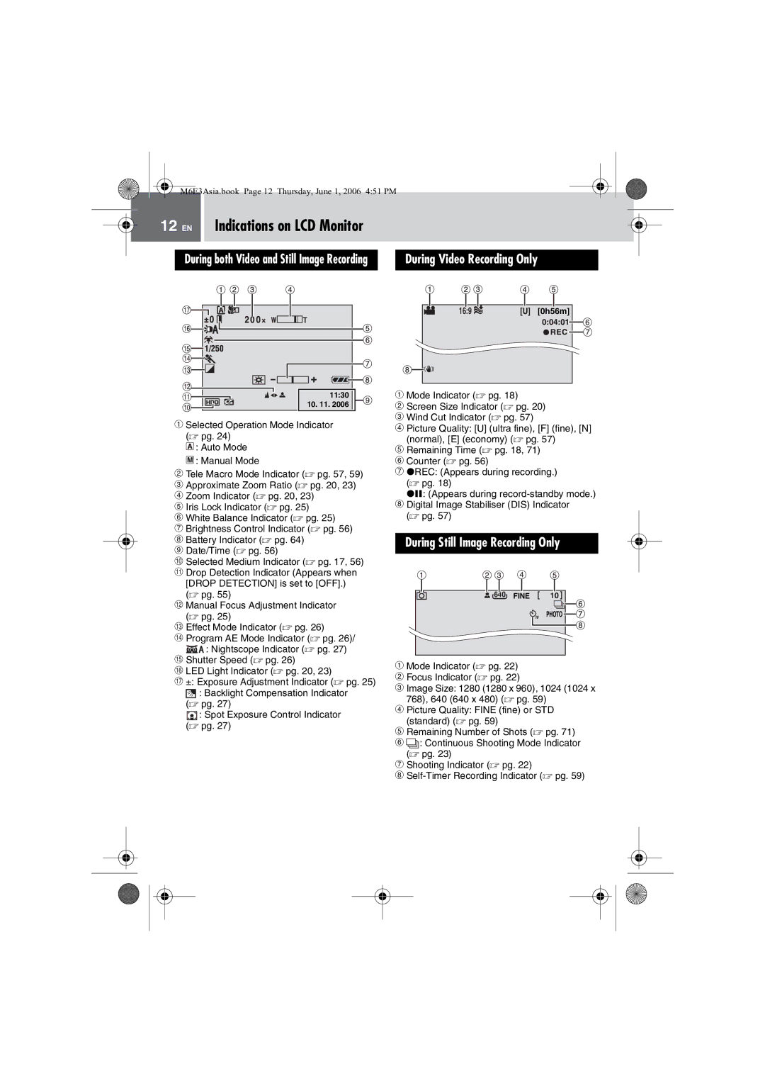 JVC GZ-MG57AG/AH/AS manual EN Indications on LCD Monitor, During Still Image Recording Only, 169 