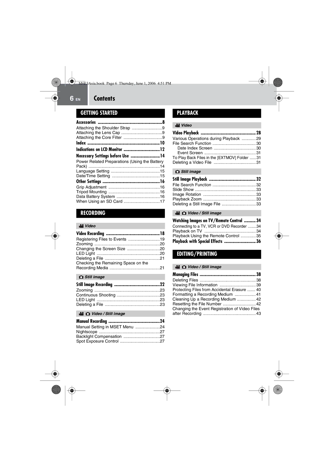 JVC GZ-MG57AG/AH/AS manual Contents 