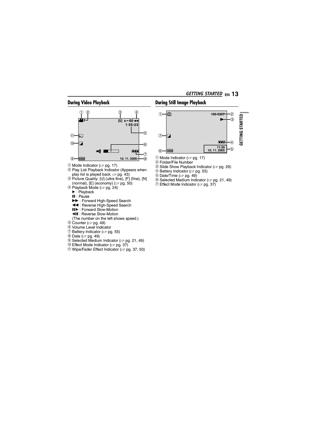 JVC GZ-MG70AG, GZ-MG70AS, GZ-MG70AA, GZ-MG70AH, LYT1496-001A manual During Video Playback, During Still Image Playback 