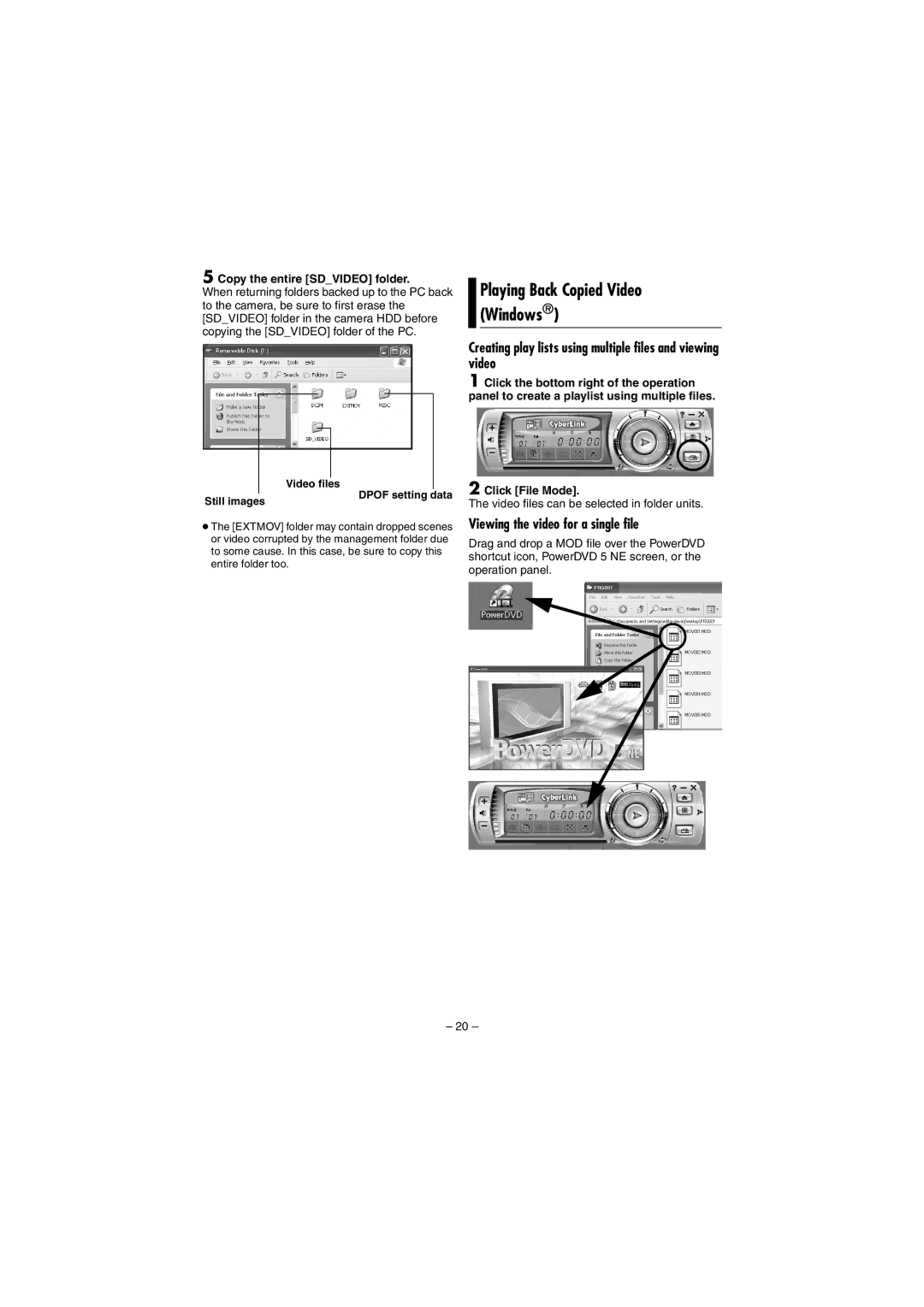 JVC LYT1496-001A manual Creating play lists using multiple files and viewing video, Viewing the video for a single file 