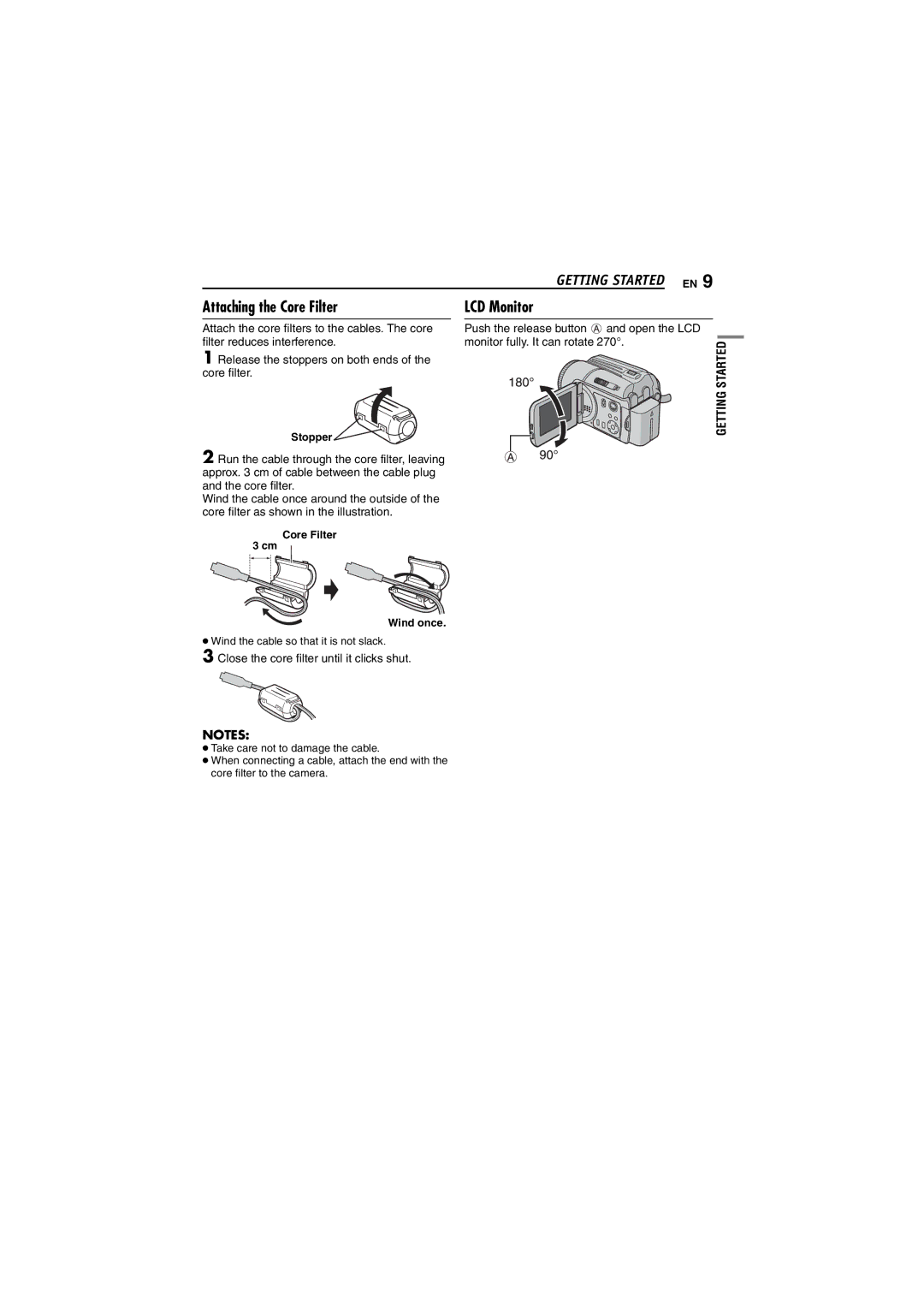 JVC LYT1496-001A, GZ-MG70AS, GZ-MG70AA, GZ-MG70AH manual Attaching the Core Filter, Close the core filter until it clicks shut 