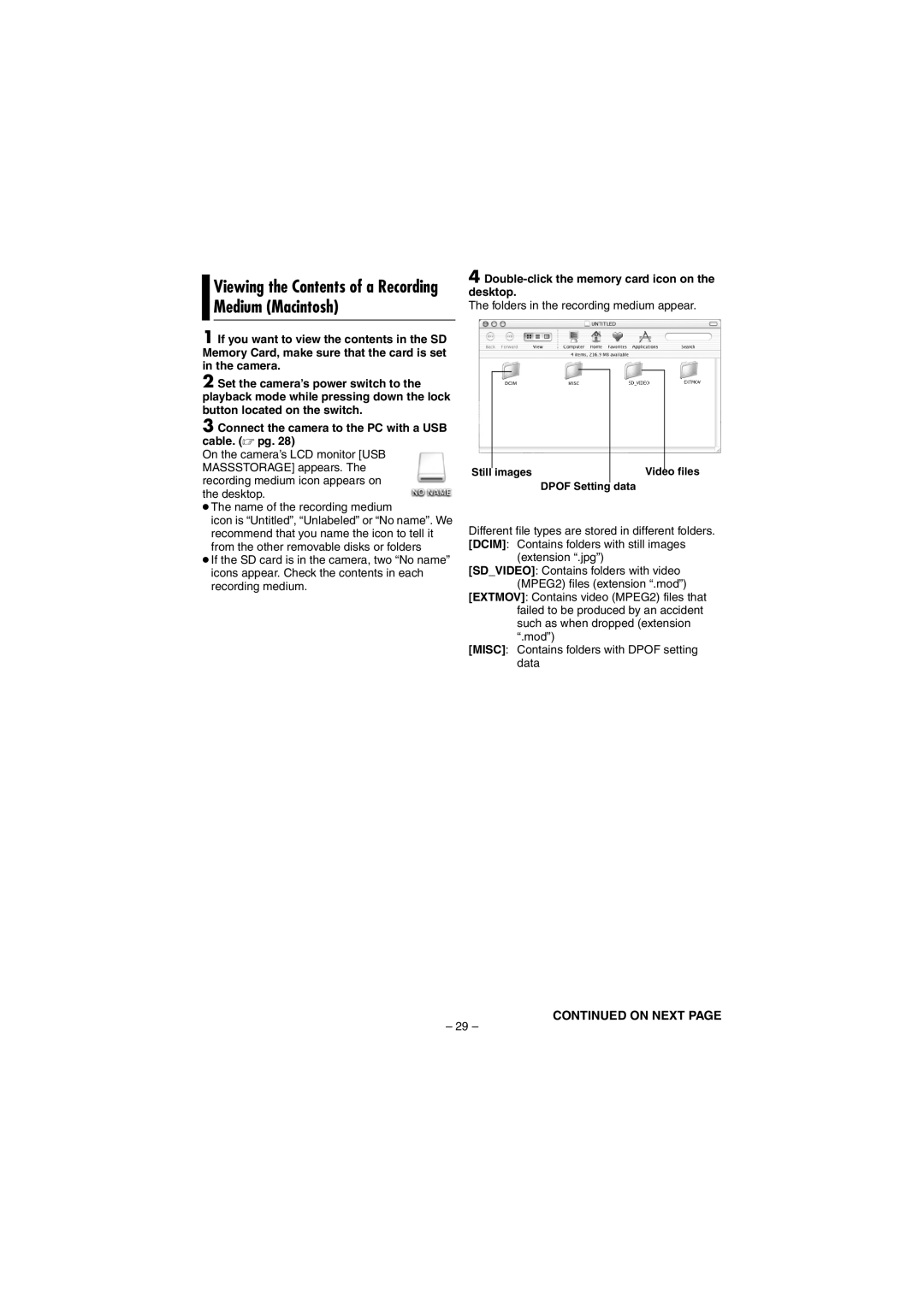 JVC GZ-MG70AG, GZ-MG70AS, GZ-MG70AA, GZ-MG70AH, LYT1496-001A manual Viewing the Contents of a Recording Medium Macintosh 