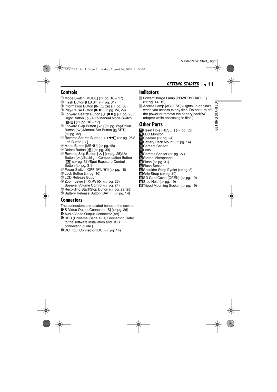 JVC GZ-MG70EK manual Controls, Indicators, Other Parts, Connectors 