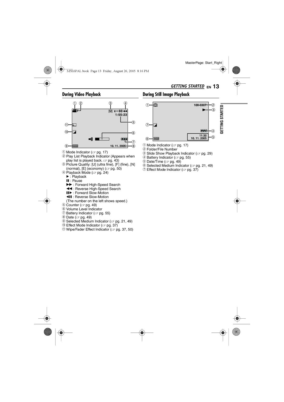 JVC GZ-MG70EK manual During Video Playback During Still Image Playback 