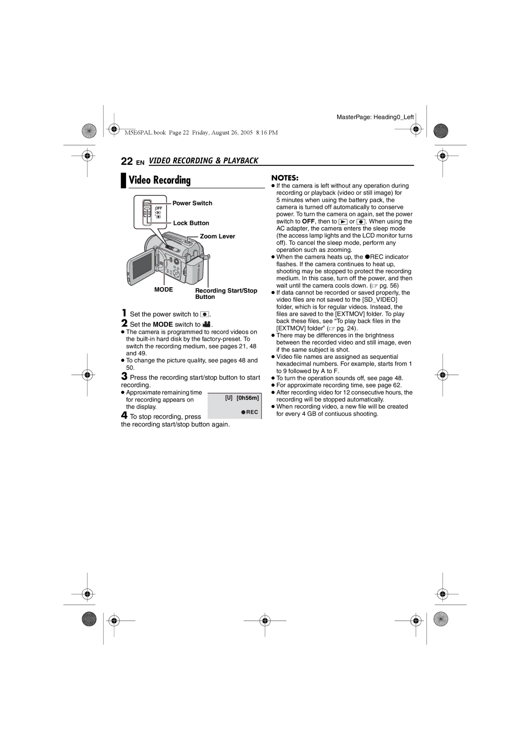 JVC GZ-MG70EK manual EN Video Recording & Playback, Press the recording start/stop button to start recording 