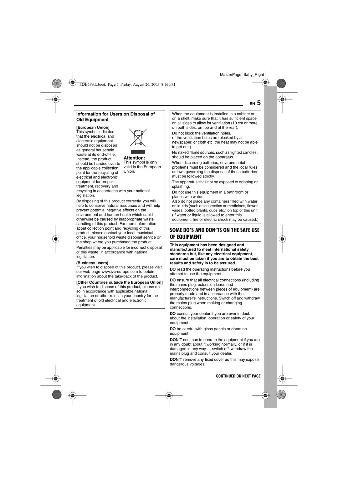 JVC GZ-MG70EK manual Information for Users on Disposal of Old Equipment, European Union 