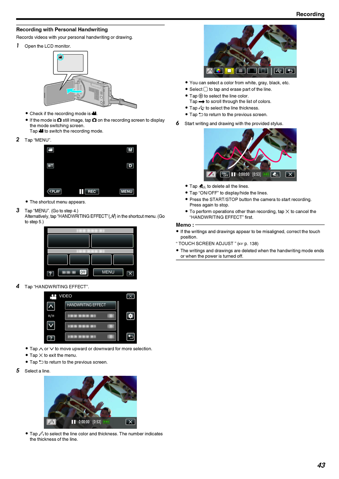 JVC GZ-V500 manual Recording with Personal Handwriting 