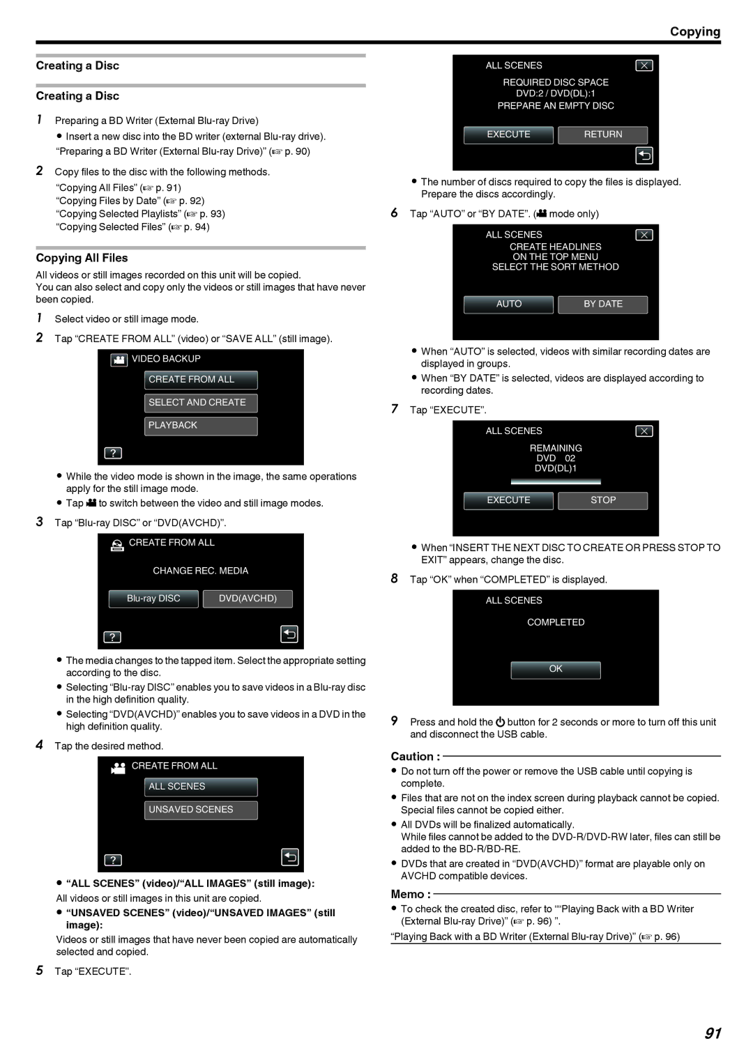 JVC GZ-V500 manual Creating a Disc, Preparing a BD Writer External Blu-ray Drive 