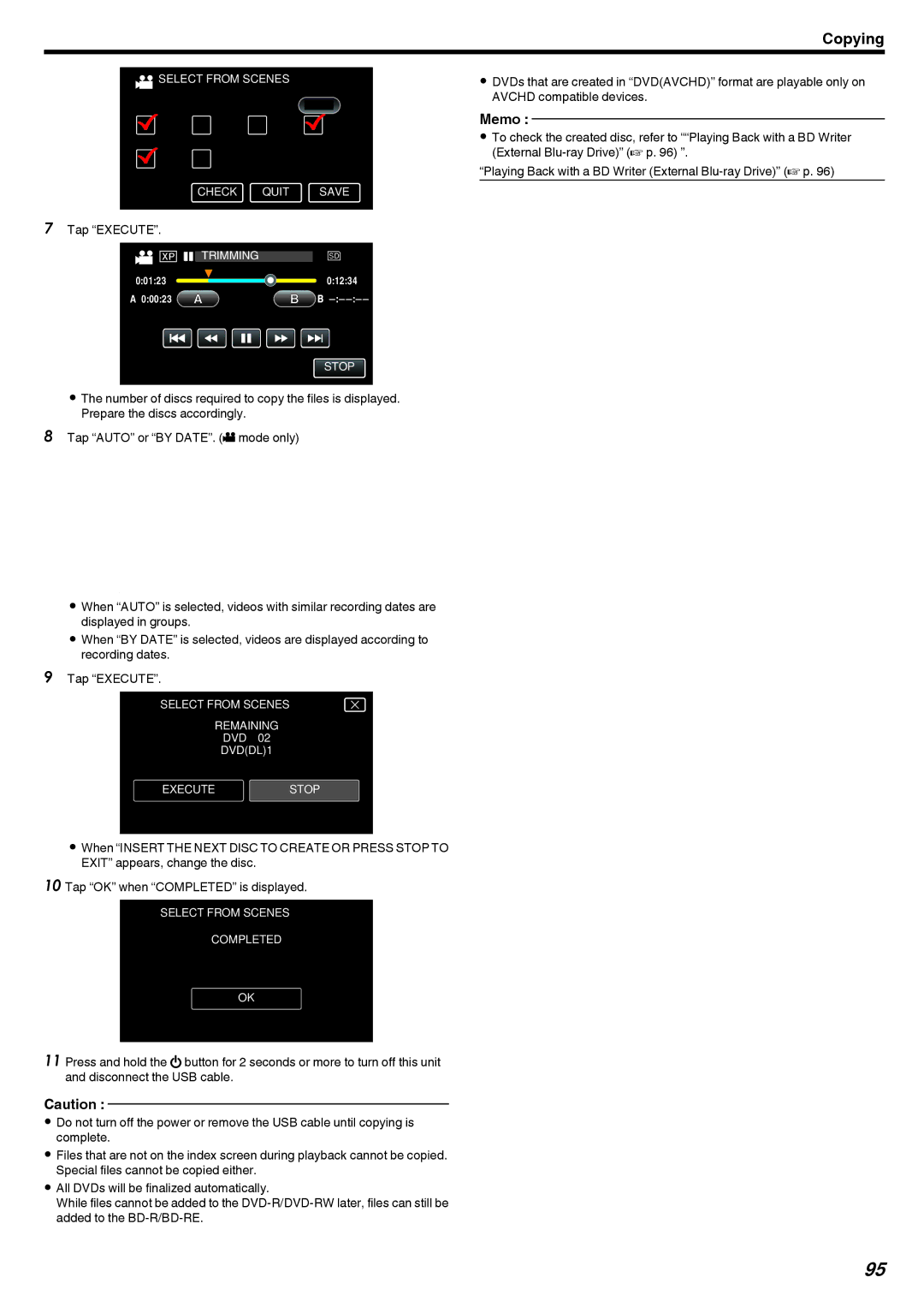 JVC GZ-V500 manual Select from Scenes Completed 