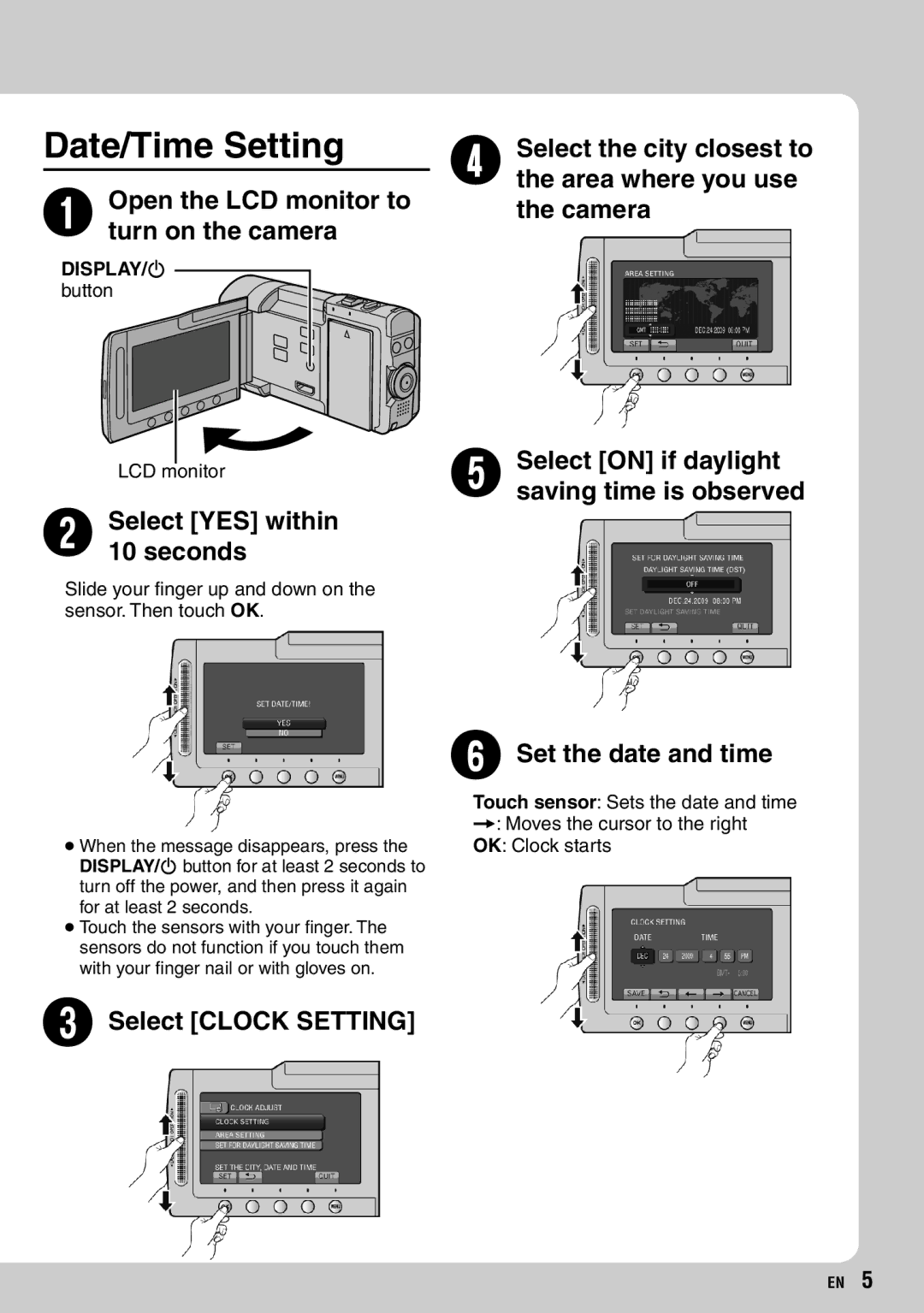 JVC GZ-X900 manual Date/Time Setting, Select YES within 10 seconds 