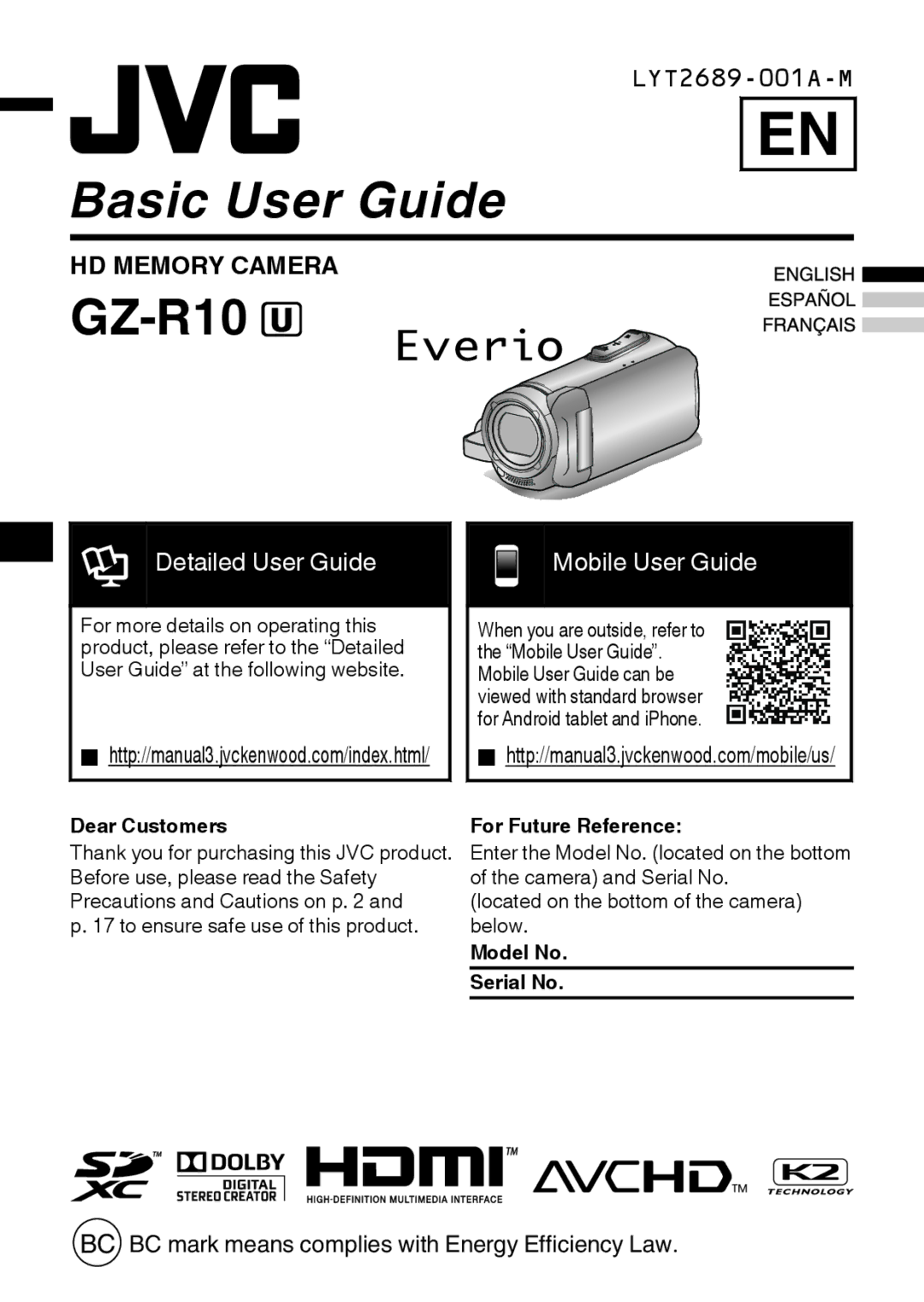 JVC GZR10RUS, GZR10BUS, GZR10AUS manual LYT2689-001A-M, Detailed User Guide, Mobile User Guide 