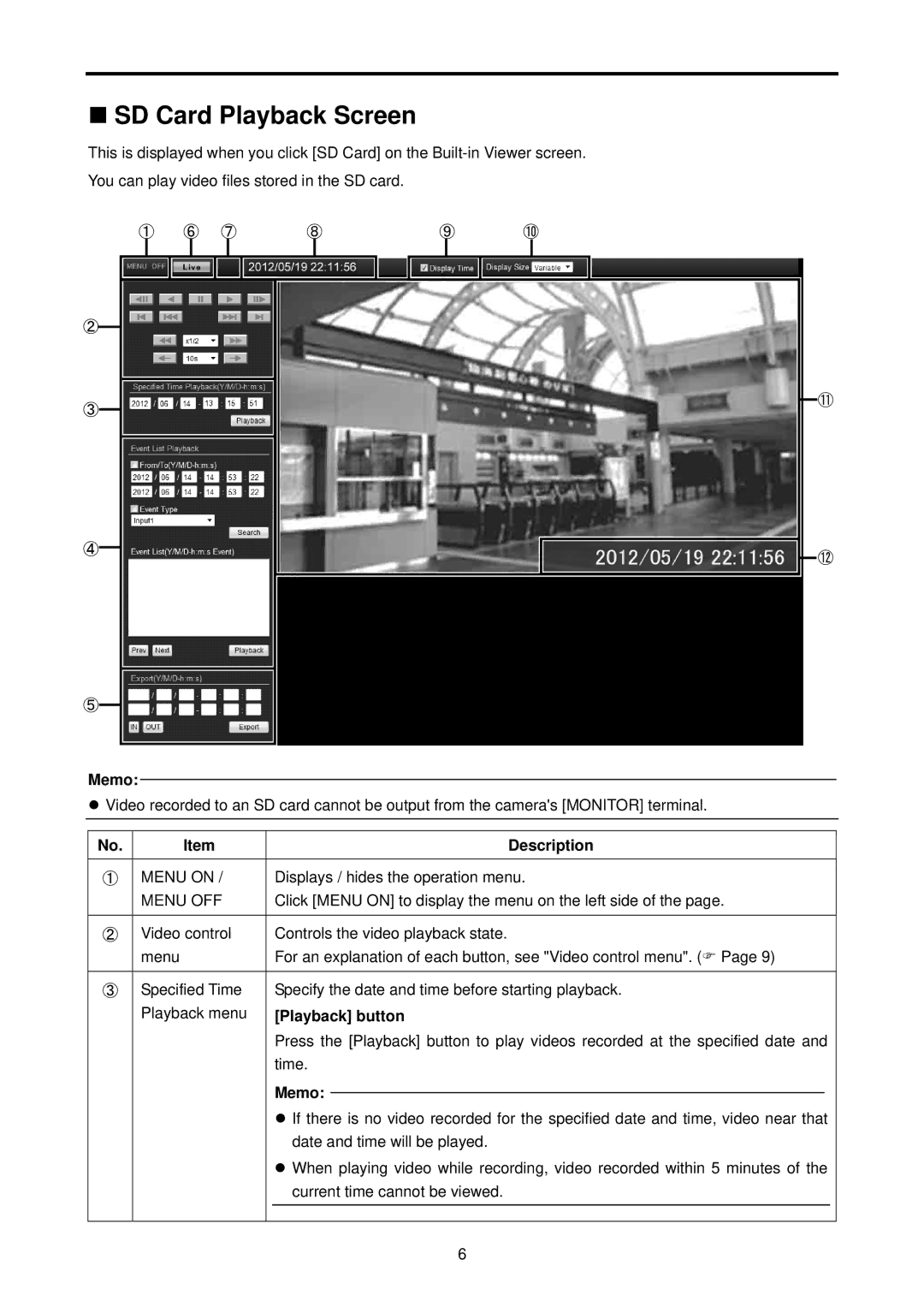 JVC H57U, VN-H37U operation manual „ SD Card Playback Screen, Playback button 