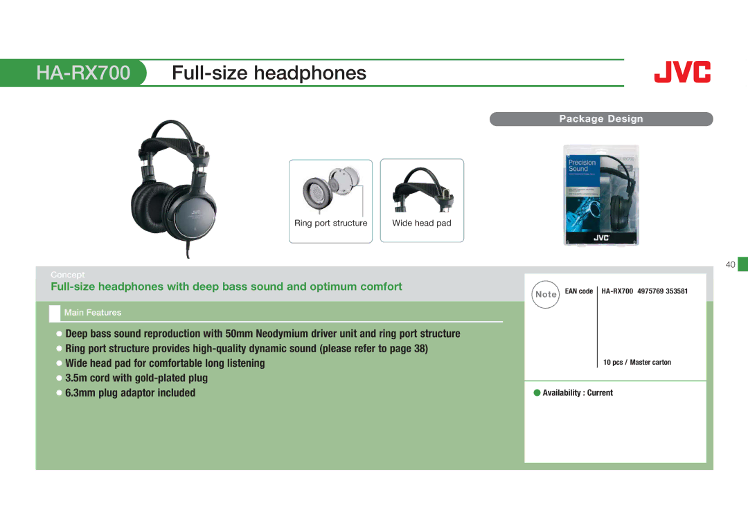 JVC manual HA-RX700Full-size headphones 