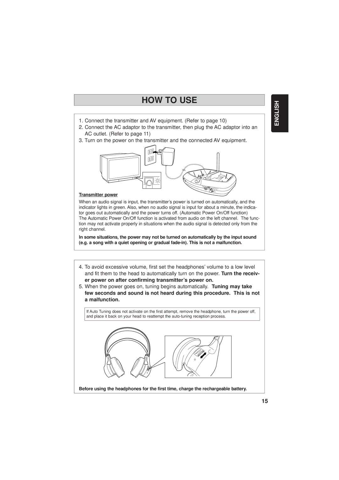 JVC HA-W1000RF-J/C manual HOW to USE, Transmitter power 