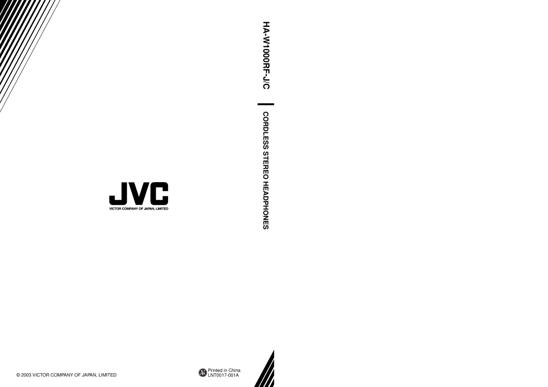 JVC manual HA-W1000RF-J/CCORDLESS Stereo Headphones 