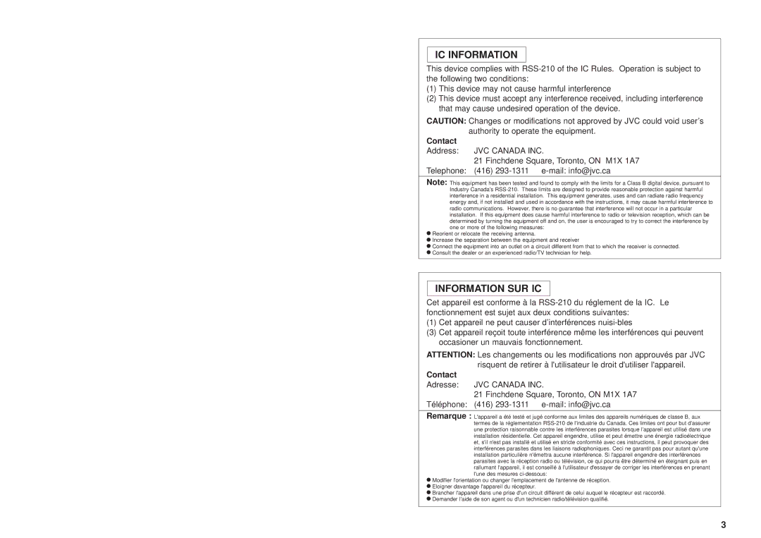 JVC HA-W1000RF-J/C manual IC Information 