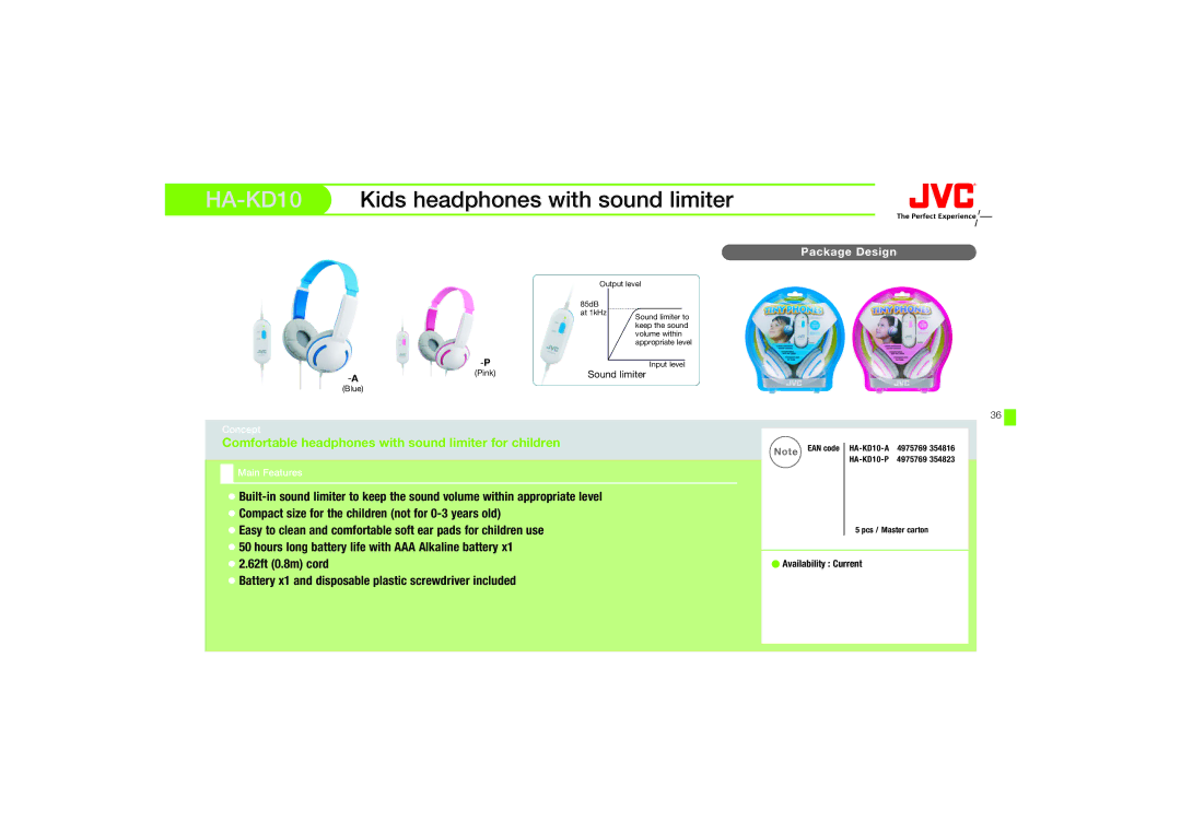 JVC HAFX67R, HA-FX67 HA-KD10Kids headphones with sound limiter, Comfortable headphones with sound limiter for children 