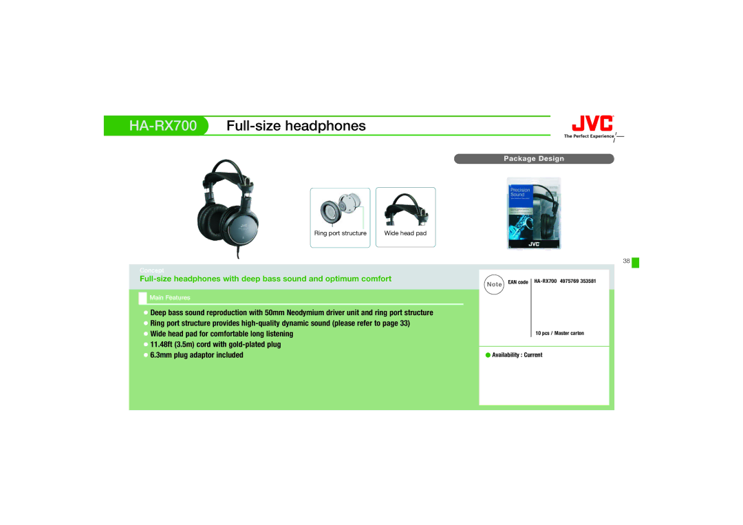 JVC HAFX67R, HA-FX67 manual HA-RX700Full-size headphones 