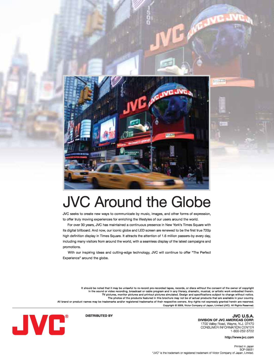JVC HARX300 manual JVC Around the Globe, Jvc U.S.A 