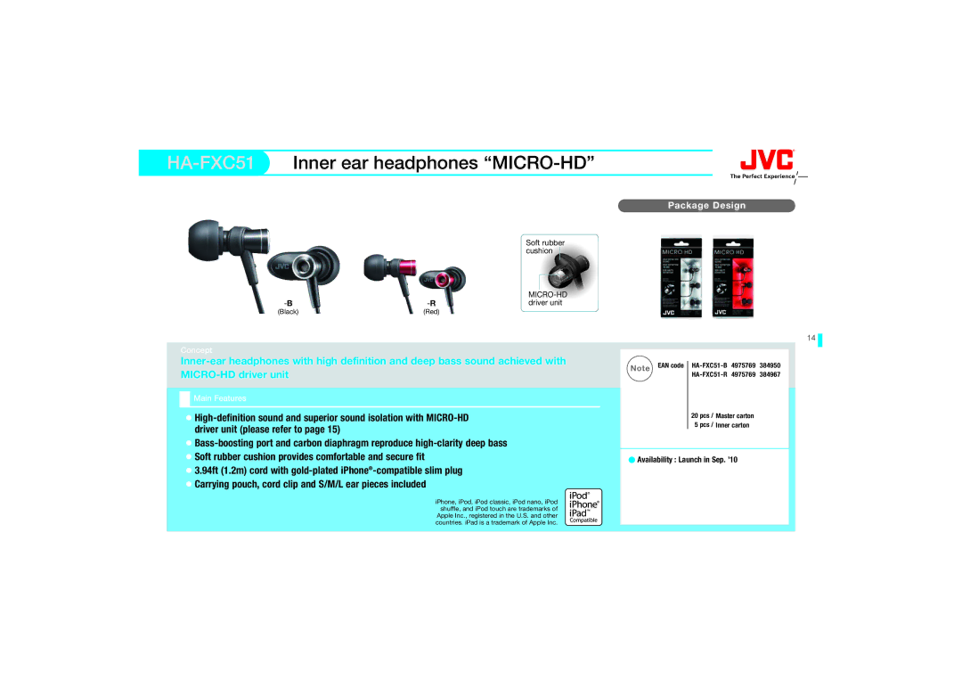 JVC HA-EBX85-Z, HAS150AX, HAS150RN, HAS150PX, HAFX20RW, HA-F140-A, HAEBX85P, HAEBX85W manual HA-FXC51Inner ear headphones MICRO-HD 