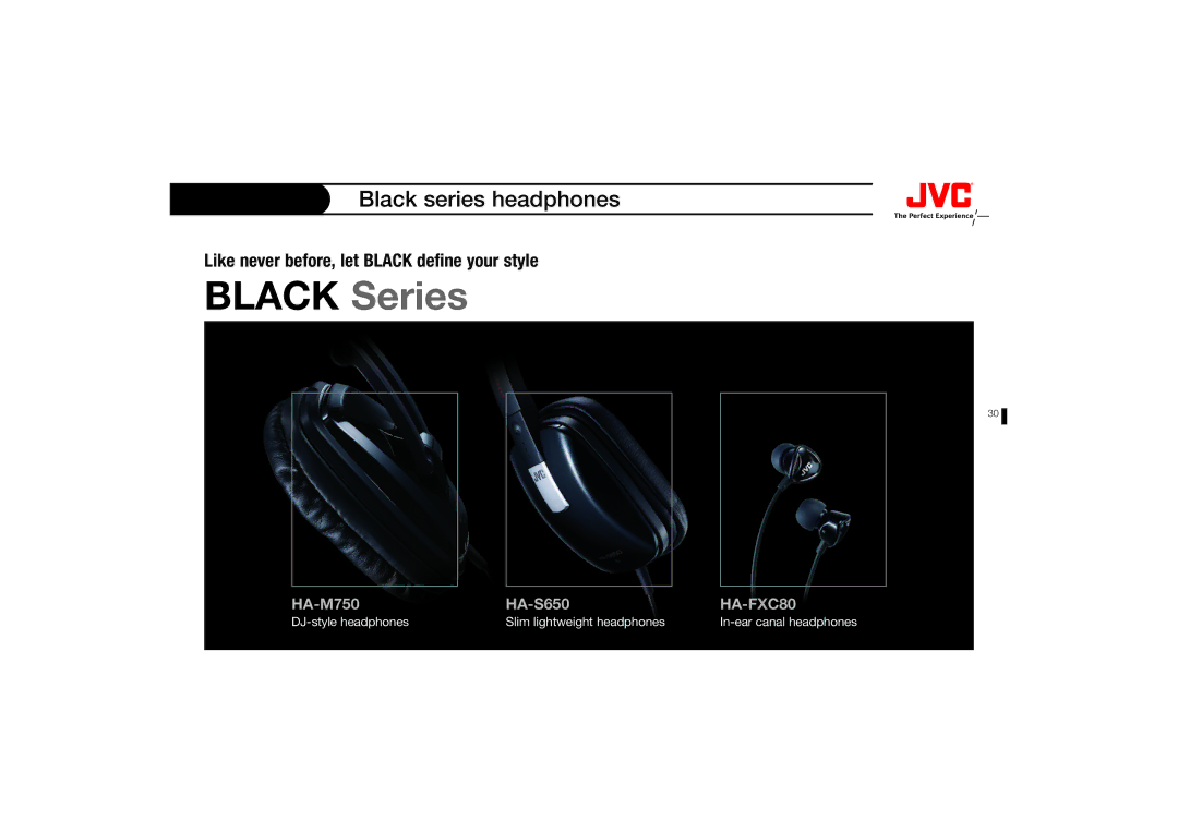 JVC HA-EBX85-Z, HAS150AX, HAS150RN, HAS150PX, HAFX20RW, HA-F140-A, HAEBX85P, HAEBX85W manual Black Series, Black series headphones 