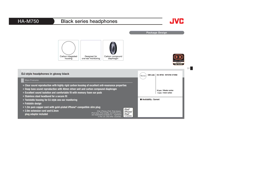 JVC HA-S650, HAS400W, HAS400B, HAFX40B, HAFX101R, HAFX5B, HAFX101B, HAFX101G, HAF10C HA-M750, DJ-style headphones in glossy black 