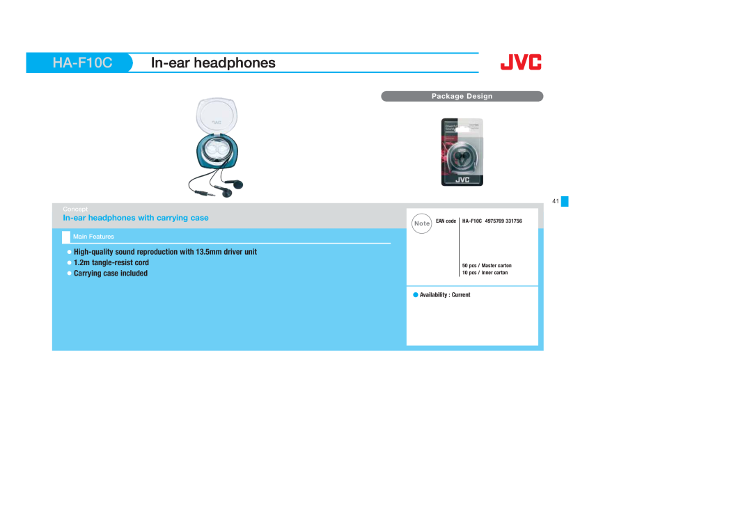JVC HAEBR80B HA-F10C In-earheadphones, In-earheadphones with carrying case, Concept, Main Features, Availability Current 