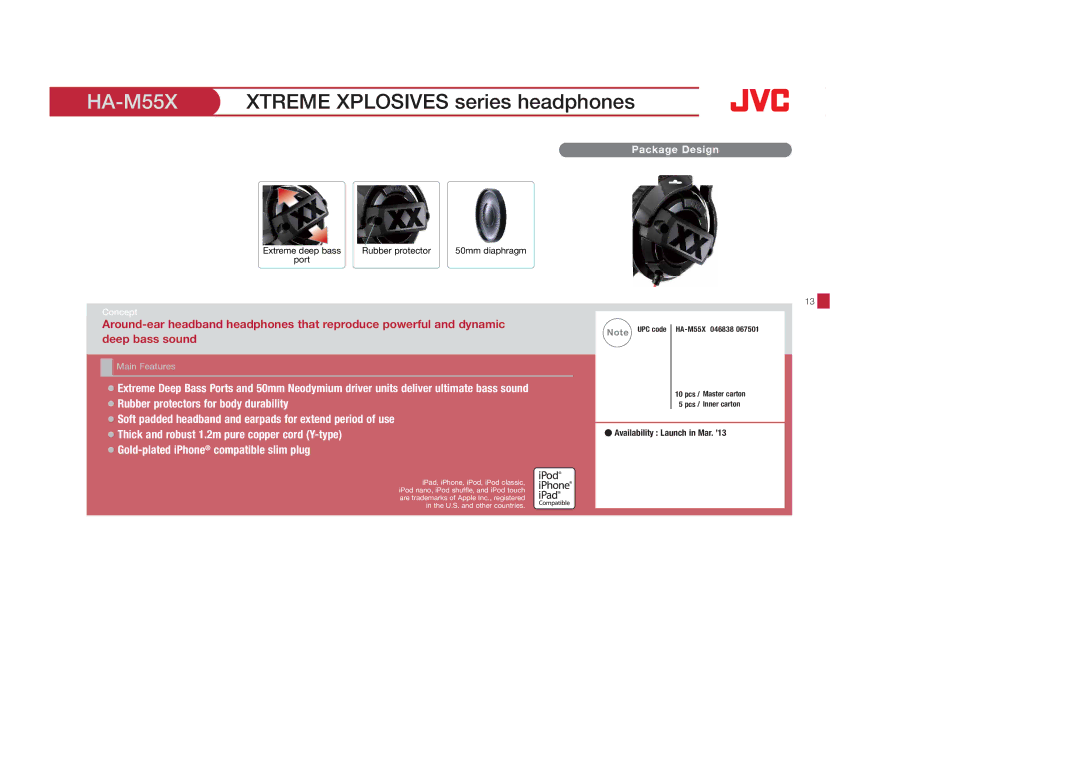 JVC HAFR201V, HASR44X, HAS600A, HAFX8B, HAFX40R, HAFX30V, HAFX30A, HAFX22B, HASR500B HA-M55XXTREME Xplosives series headphones 