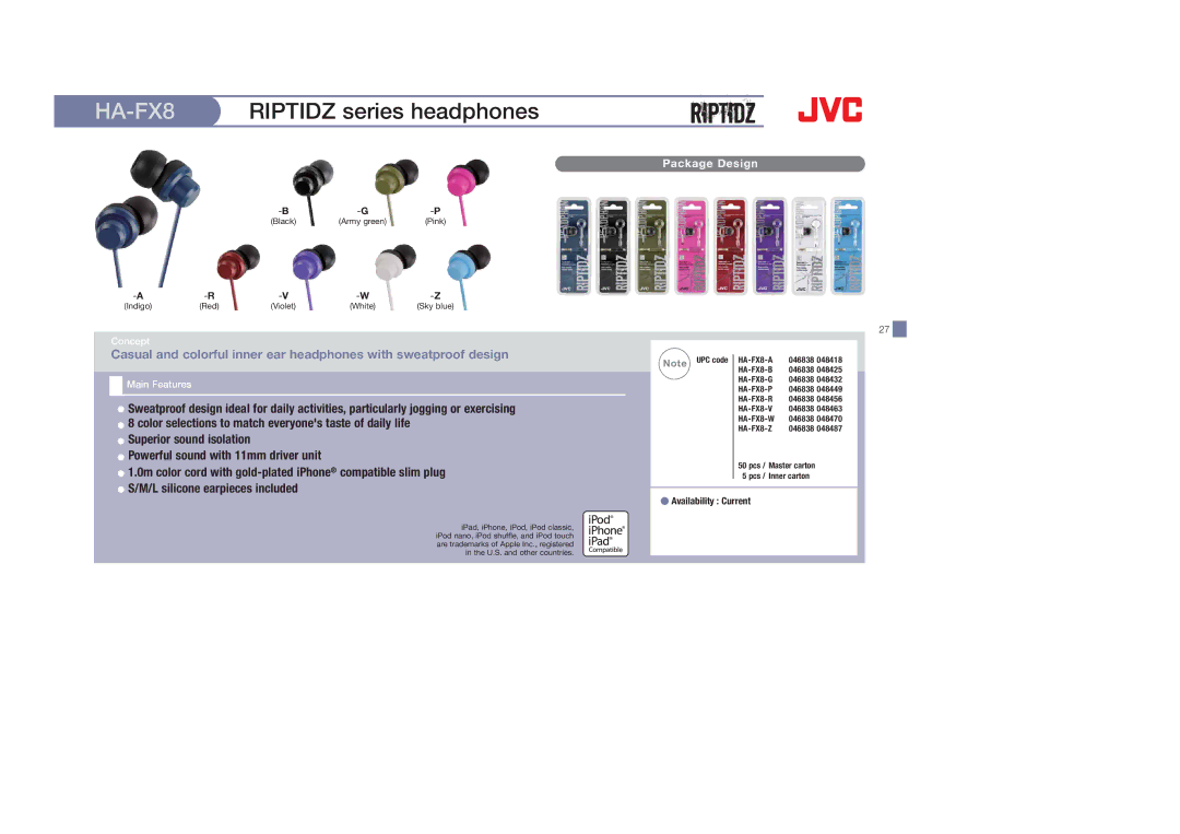 JVC HAEBR80R, HASR44X, HAS600A, HAFX8B, HAFX40R, HAFX30V, HAFX30A, HAFX22B, HASR500B, HAFX101B, HAFR36CT, HAFR201B, HAFX5V HA-FX8 