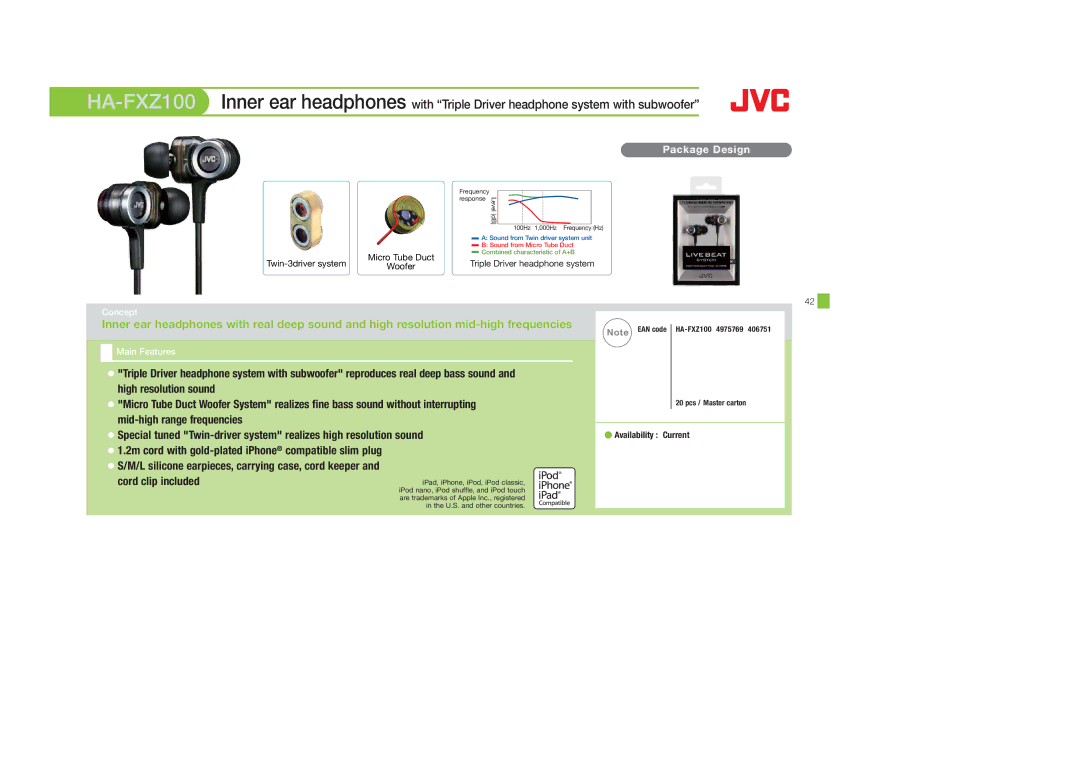 JVC HA-FX22, HASR44X, HAS600A, HAFX8B, HAFX40R, HAFX30V, HAFX30A, HAFX22B manual L silicone earpieces, carrying case, cord keeper 