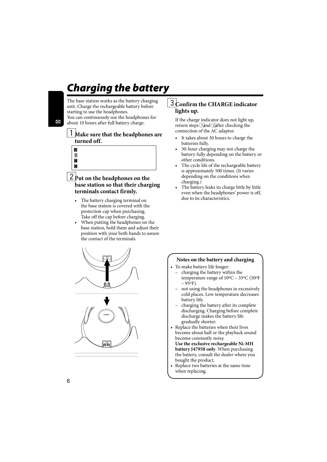 JVC HAW600RF, HA-W600RF manual Charging the battery, Lights up 