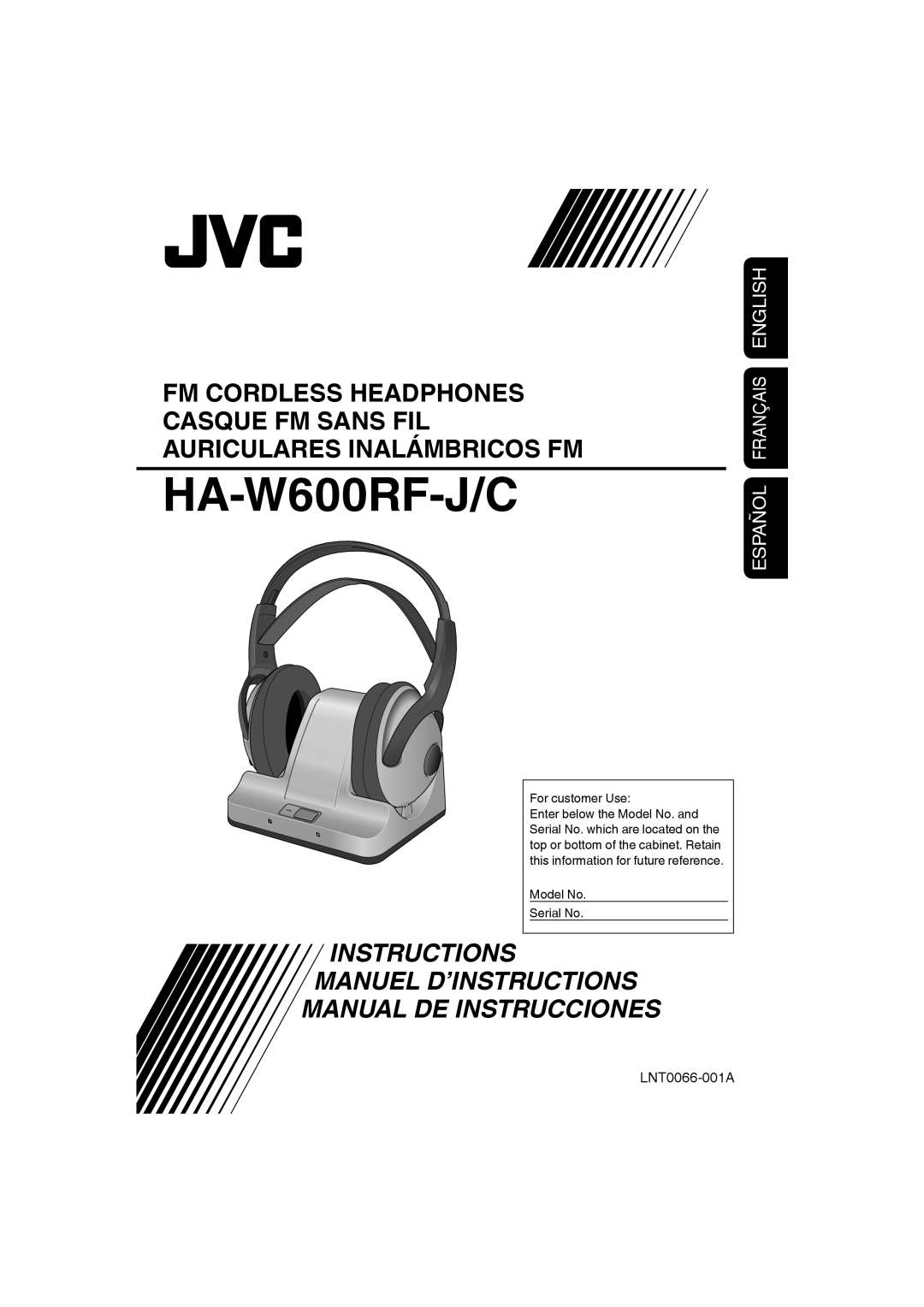 JVC HAW600RF manual HA-W600RF-J/C, Español Français English, Manuel D’Instructions Manual De Instrucciones 