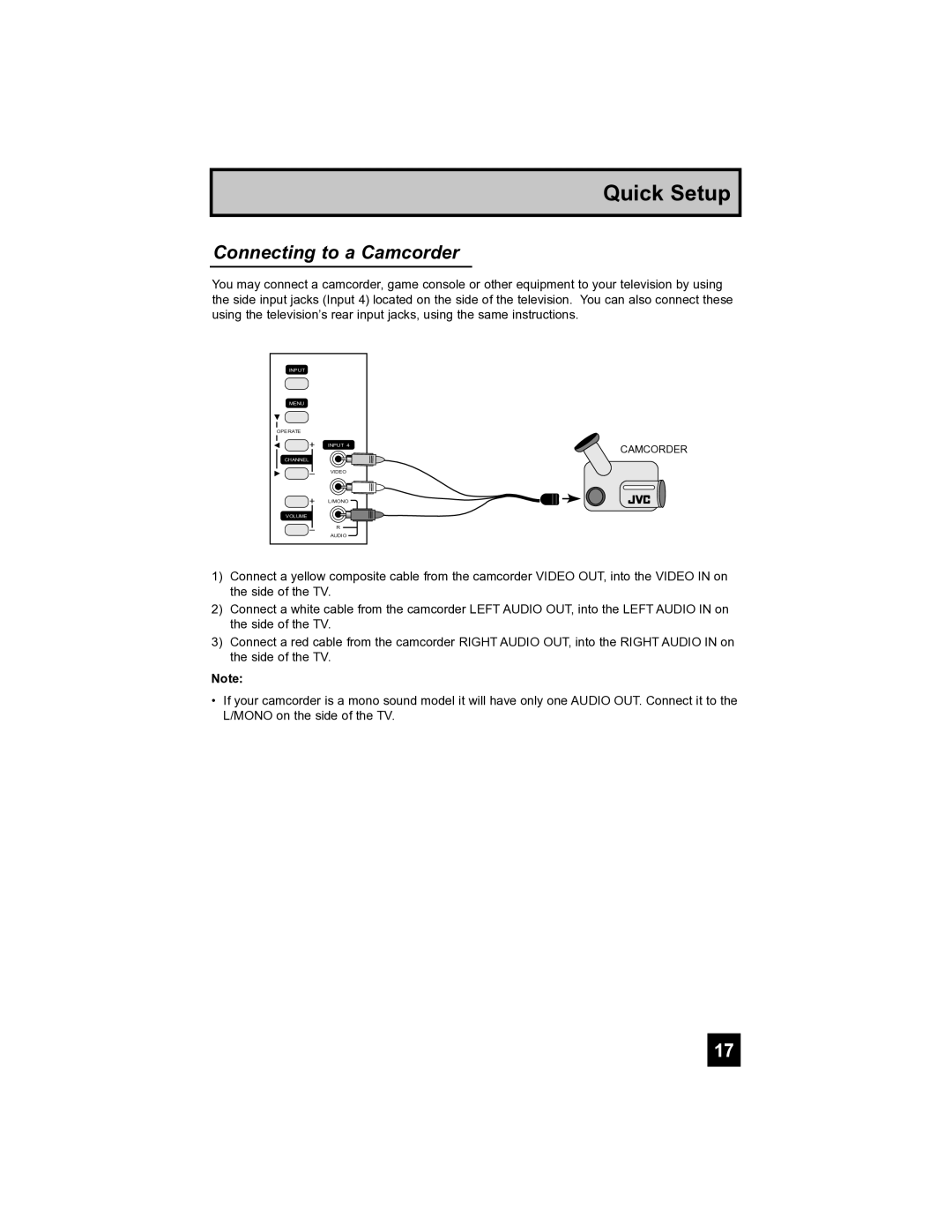 JVC HD-52FA97 manual Connecting to a Camcorder 