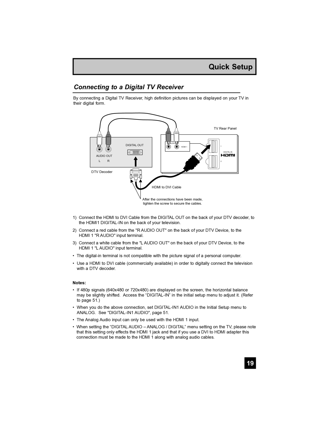 JVC HD-52FA97 manual Connecting to a Digital TV Receiver 