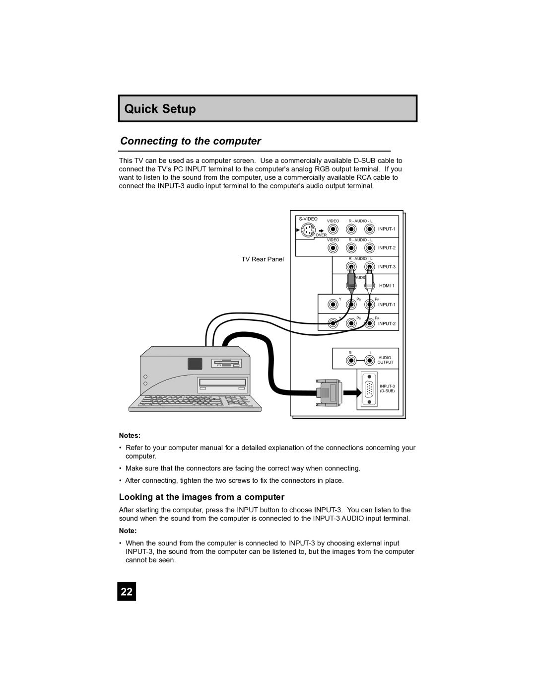 JVC HD-52FA97 manual Connecting to the computer, Looking at the images from a computer 