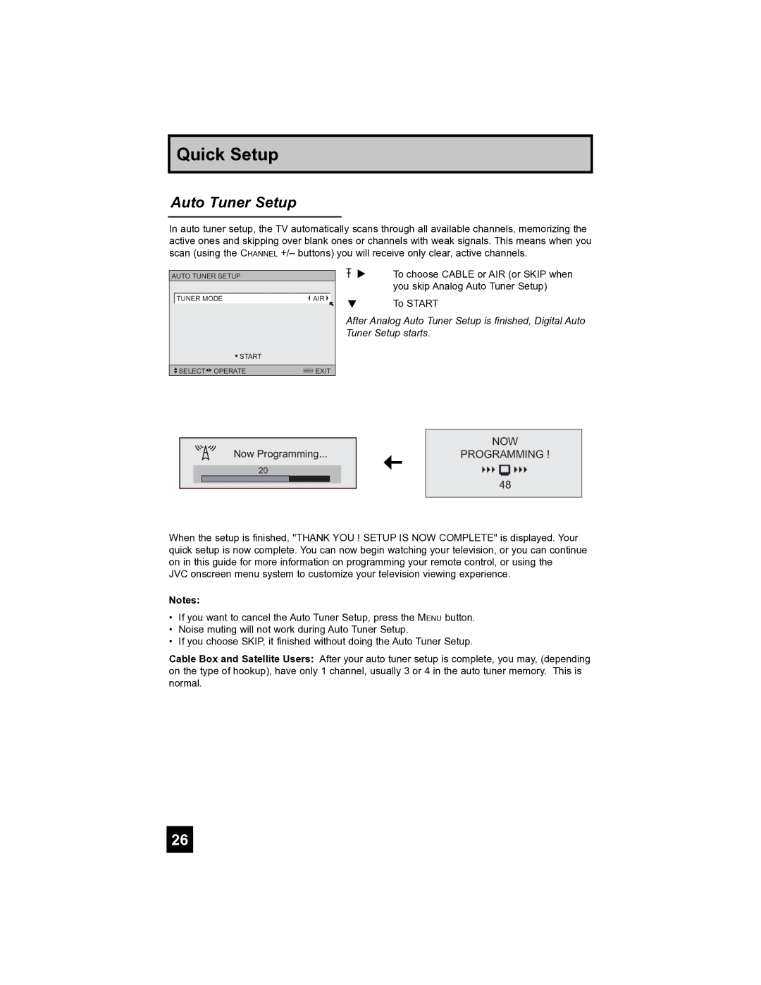 JVC HD-52FA97 manual Auto Tuner Setup, NOW Programming 