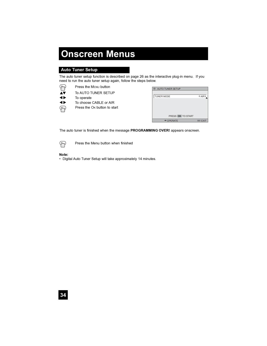 JVC HD-52FA97 manual Auto Tuner Setup 