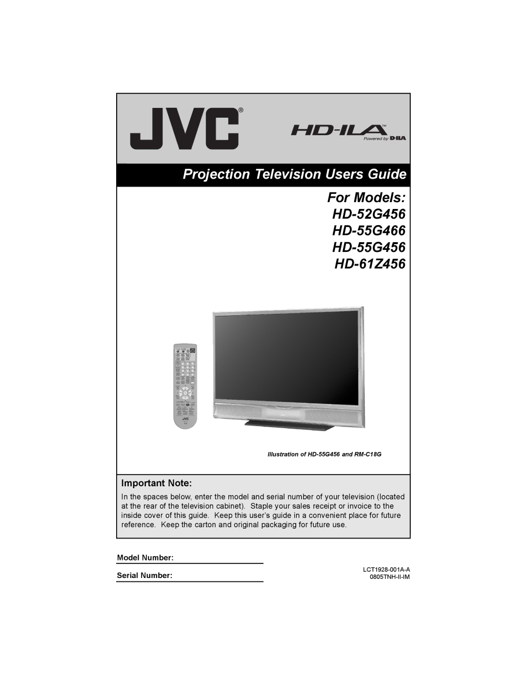 JVC HD-52G456 manual Projection Television Users Guide 