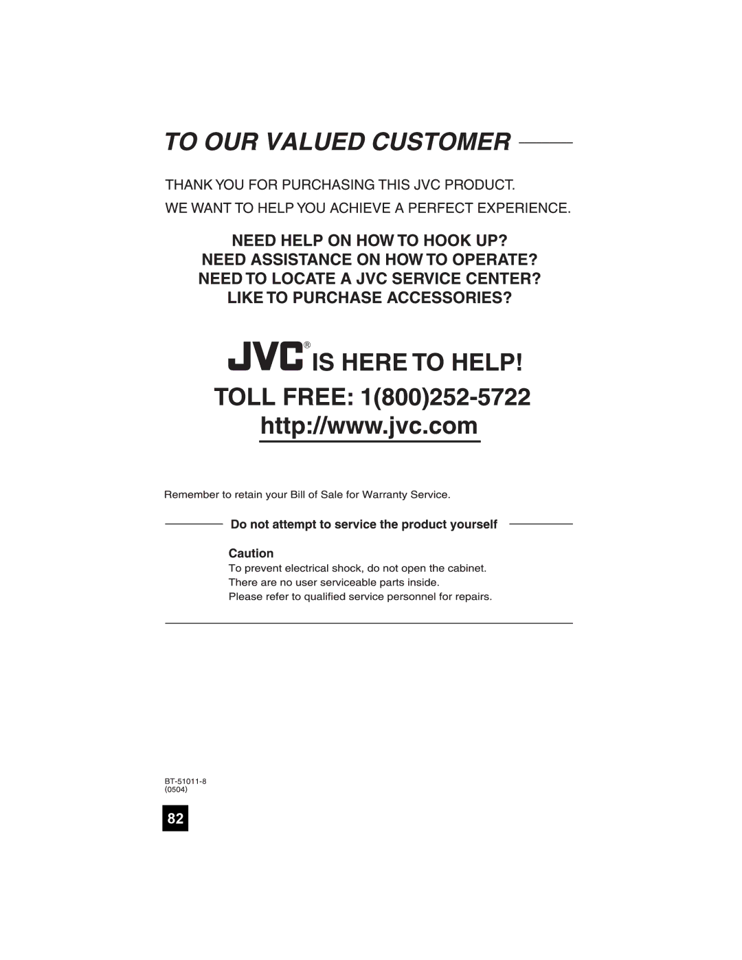 JVC HD-52G456 manual 