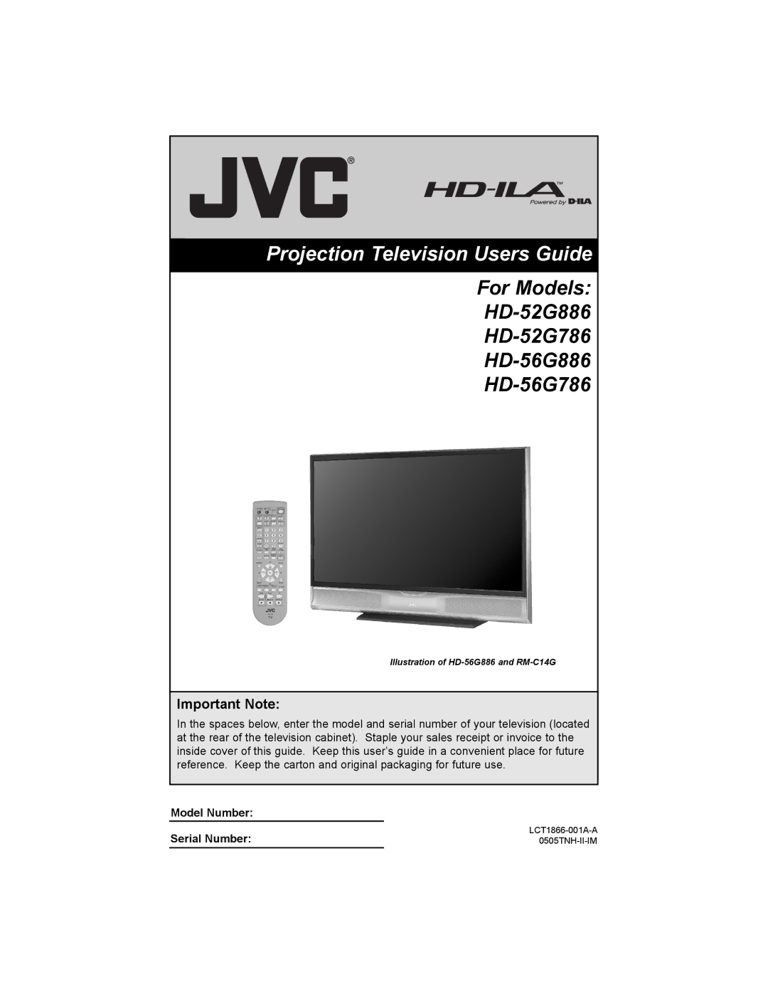 JVC HD-52G886, HD-52G786 manual Projection Television Users Guide 