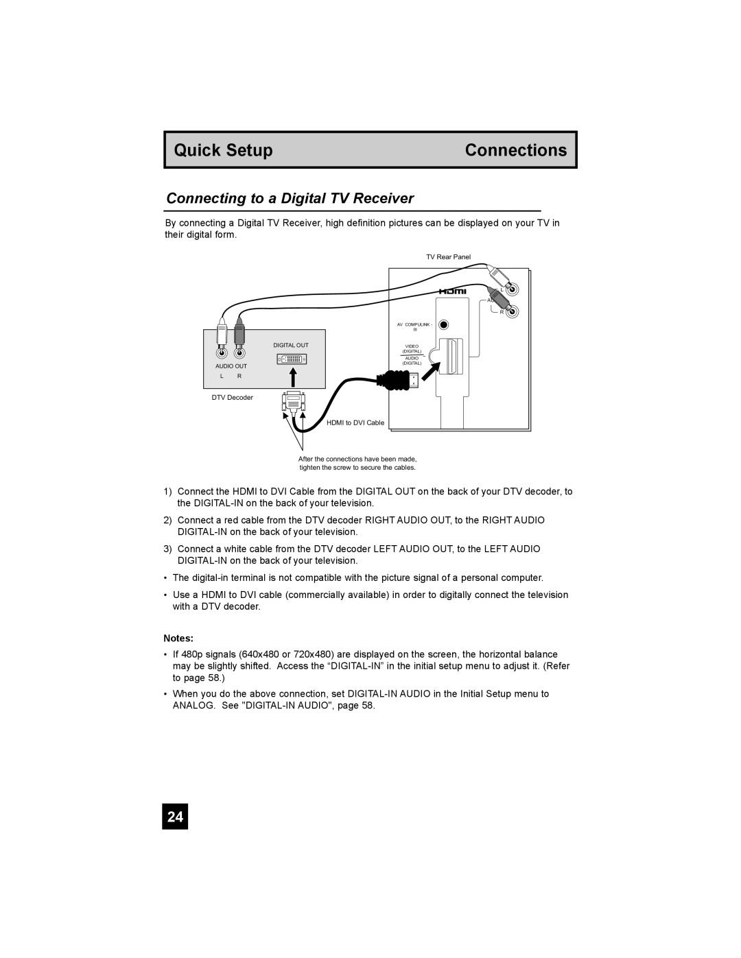 JVC HD-52G786, HD-52G886 manual Connecting to a Digital TV Receiver 