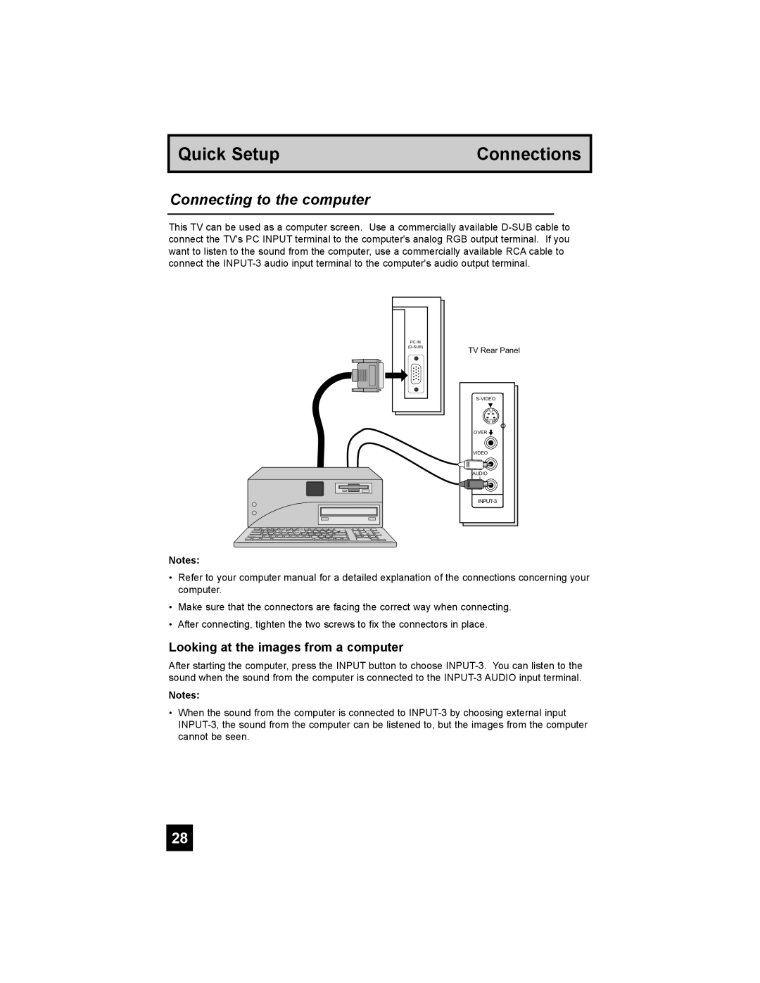 JVC HD-52G786, HD-52G886 manual Connecting to the computer, Looking at the images from a computer 