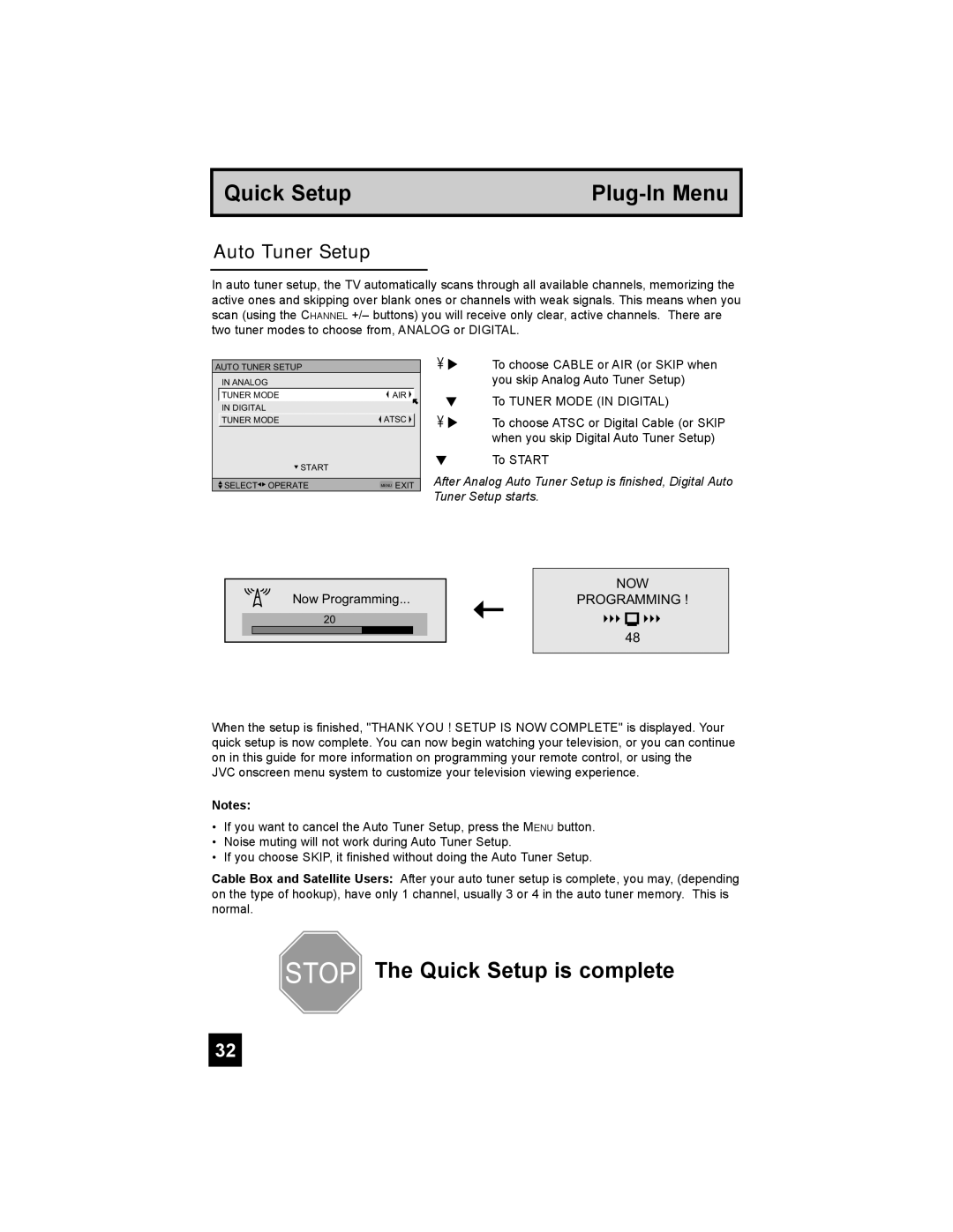 JVC HD-52G786, HD-52G886 manual Auto Tuner Setup, NOW Programming 