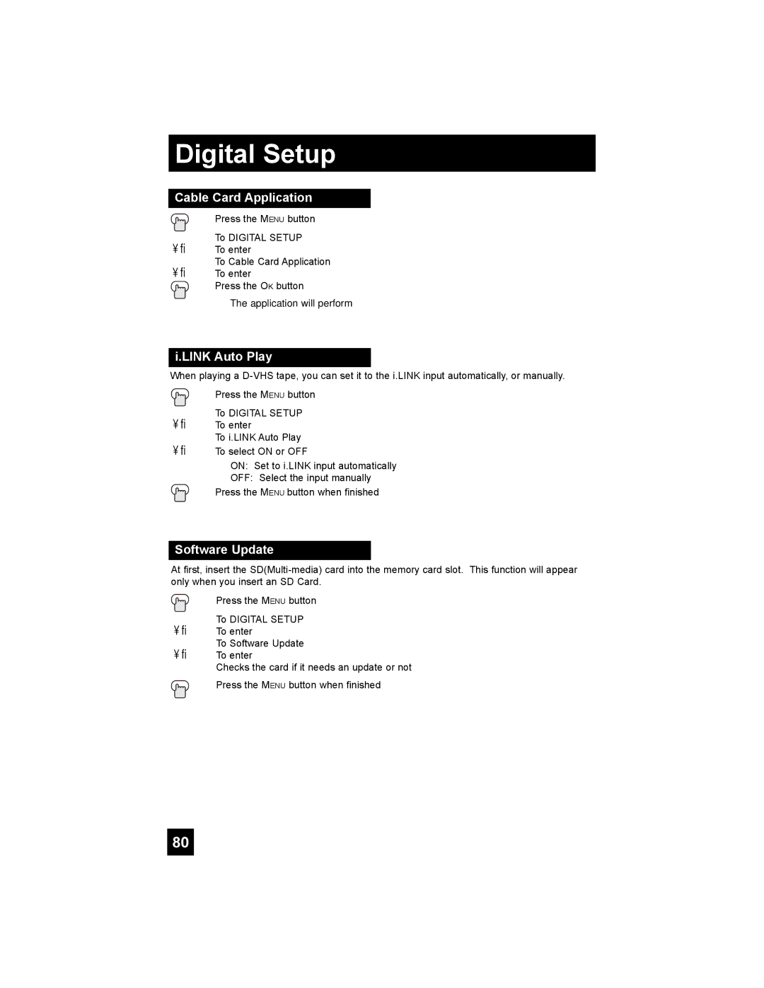 JVC HD-52G786, HD-52G886 manual Cable Card Application, Link Auto Play, Software Update 